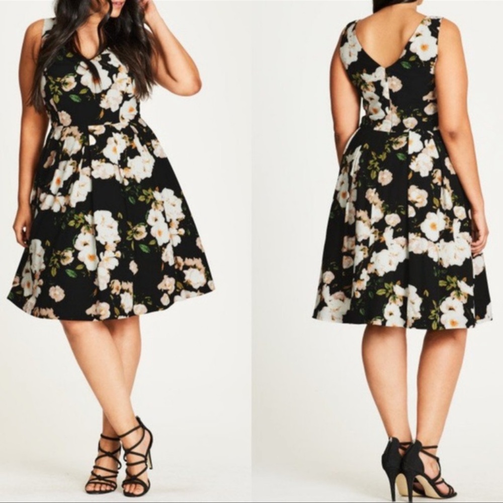 City Chic Pretty Floral Dress, Fit & Flare